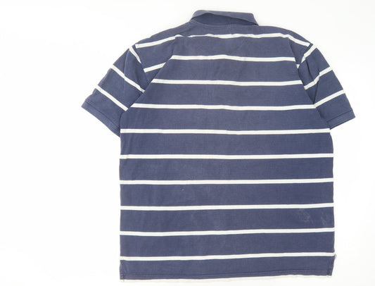 GAP Men's Blue Striped Polo Shirt, Size L, Classic Fit