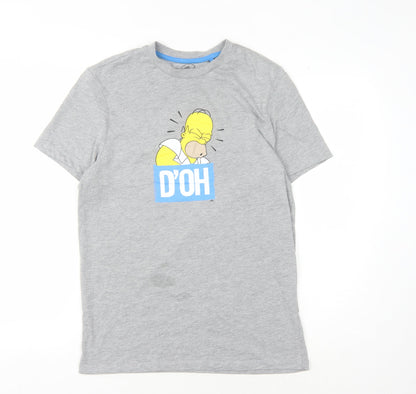 The Simpsons Men's Grey M T-Shirt, Crew Neck, Graphic Print
