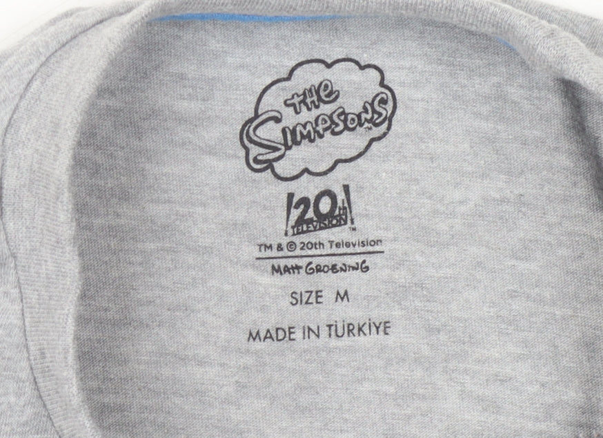 The Simpsons Men's Grey M T-Shirt, Crew Neck, Graphic Print
