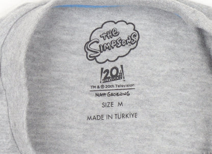 The Simpsons Men's Grey M T-Shirt, Crew Neck, Graphic Print