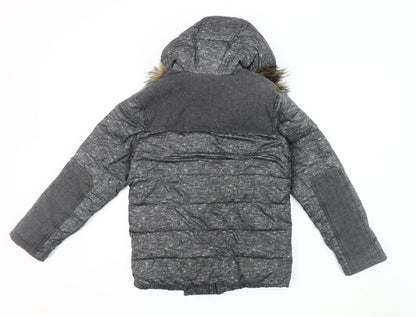 Abercrombie Boys Grey Puffer Jacket 11-12 Years Winter Hooded