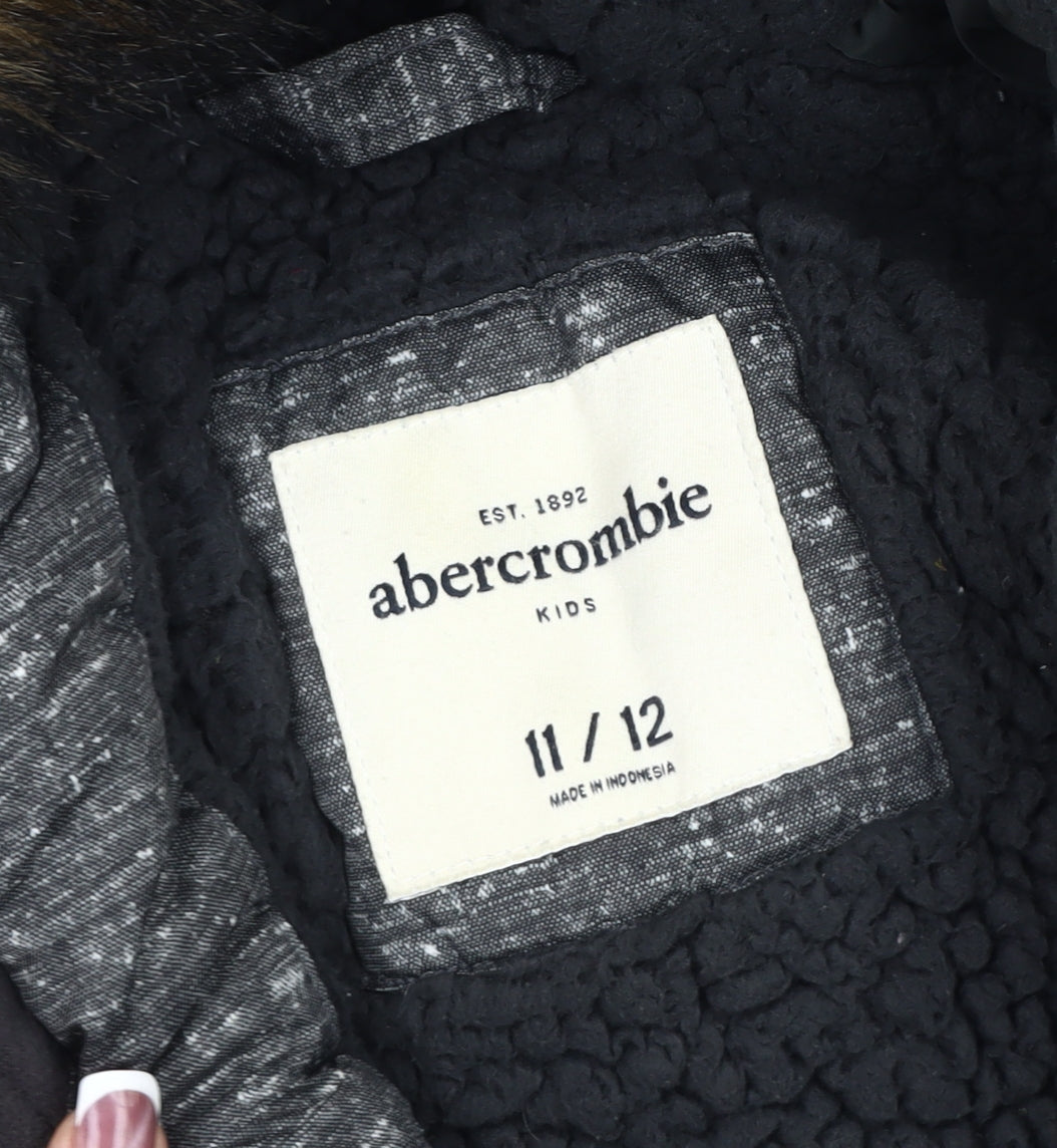 Abercrombie Boys Grey Puffer Jacket 11-12 Years Winter Hooded