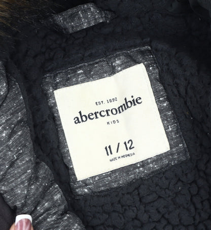 Abercrombie Boys Grey Puffer Jacket 11-12 Years Winter Hooded