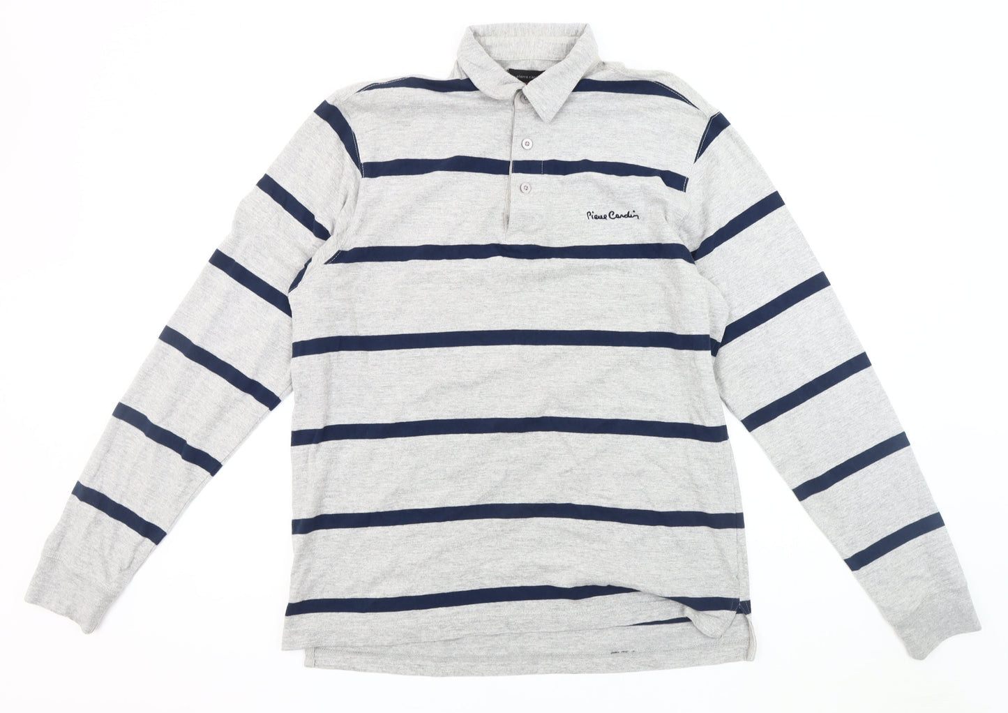 Pierre Cardin Men's Grey Striped Long Sleeve Shirt L