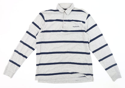 Pierre Cardin Men's Grey Striped Long Sleeve Shirt L