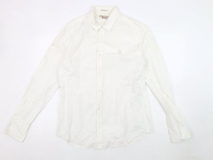 Penguin Men's White Slim Fit Button-Up Shirt L