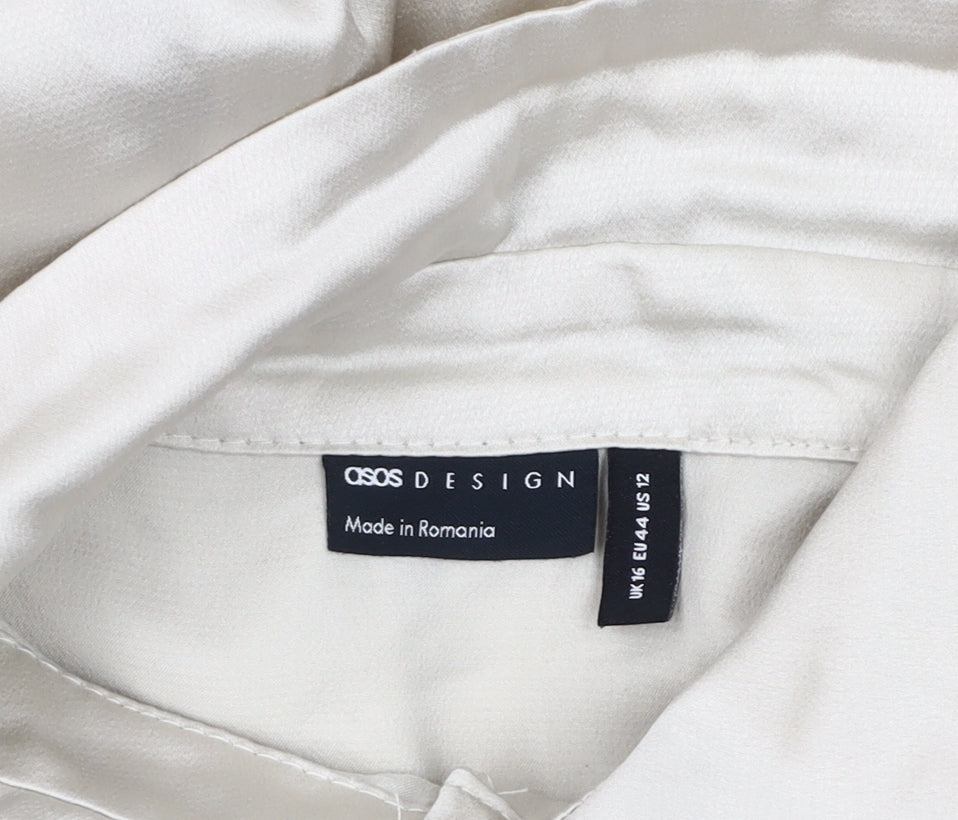 Womens UK Size 16 ASOS DESIGN Ivory Basic Button-Up
