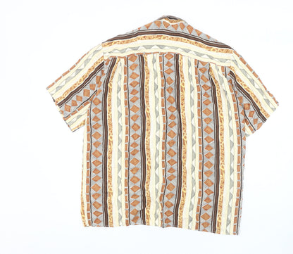 Romeo Baretti Men's Geometric Brown Short Sleeve Shirt