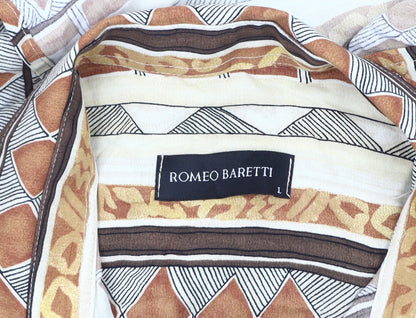 Romeo Baretti Men's Geometric Brown Short Sleeve Shirt