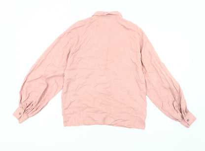 Womens UK Size 8 Topshop Pink Basic Button-Up