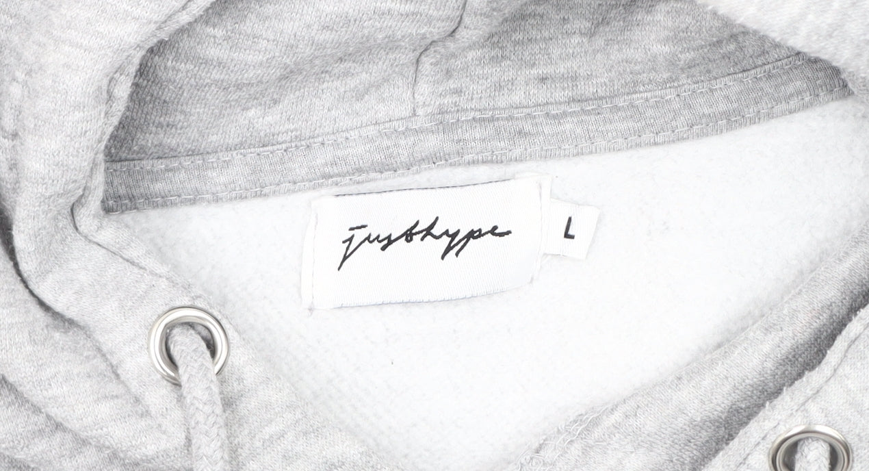 Just Hype Men's Grey Pullover Hoodie L