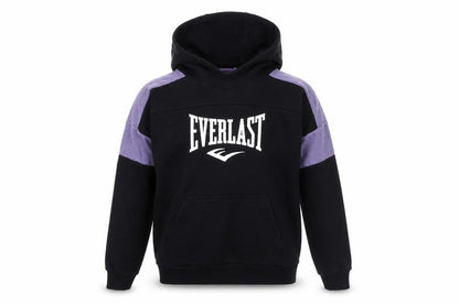 Front view of Everlast boys’ black pullover hoodie with logo, size 13y