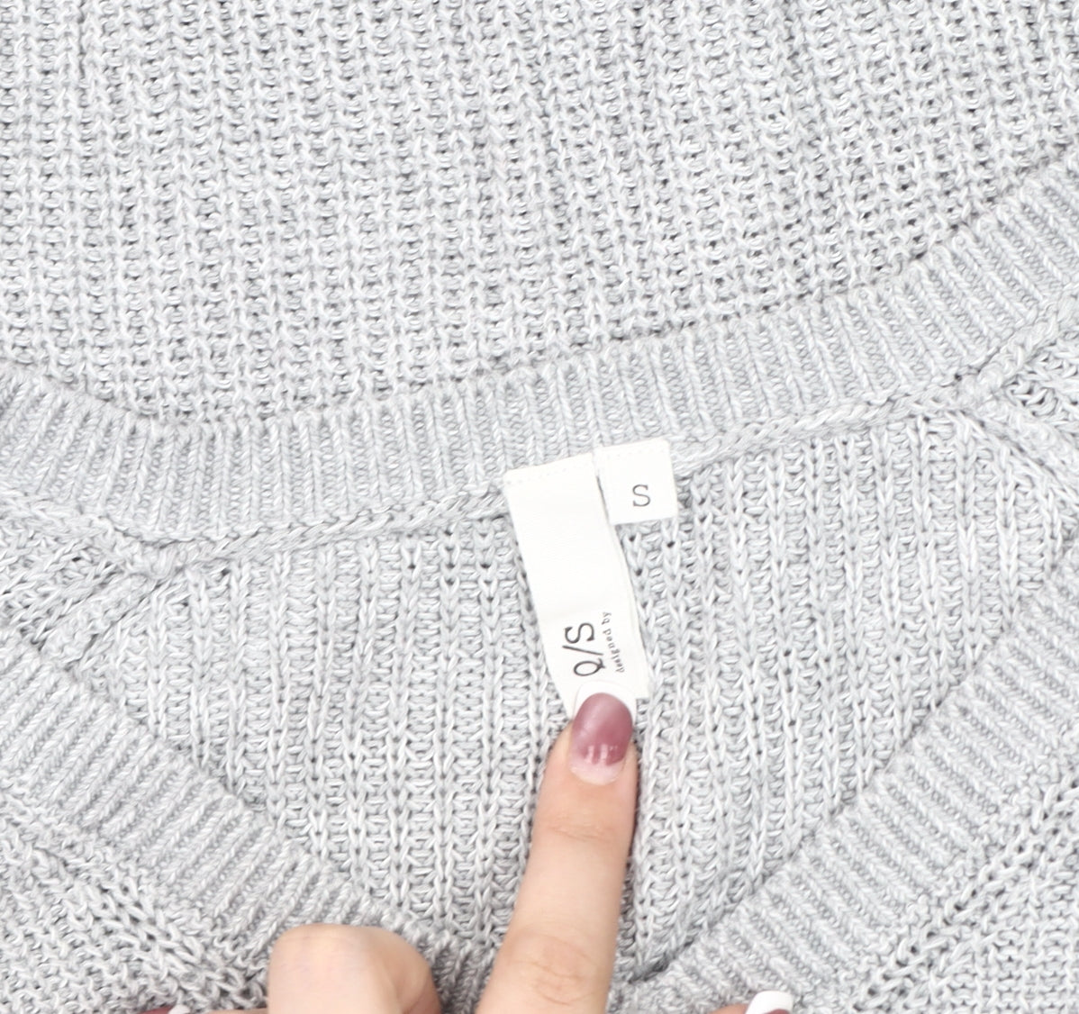 S Women's Grey V-Neck Pullover Jumper