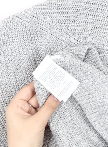 S Women's Grey V-Neck Pullover Jumper