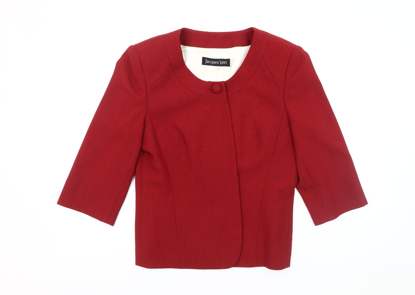 Jacques Vert Women's Red Blazer, Size 10, 3/4 Sleeve, Short