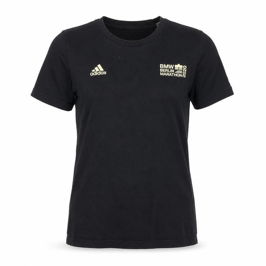 Front view of Adidas unisex black s t-shirt with berlin marathon print