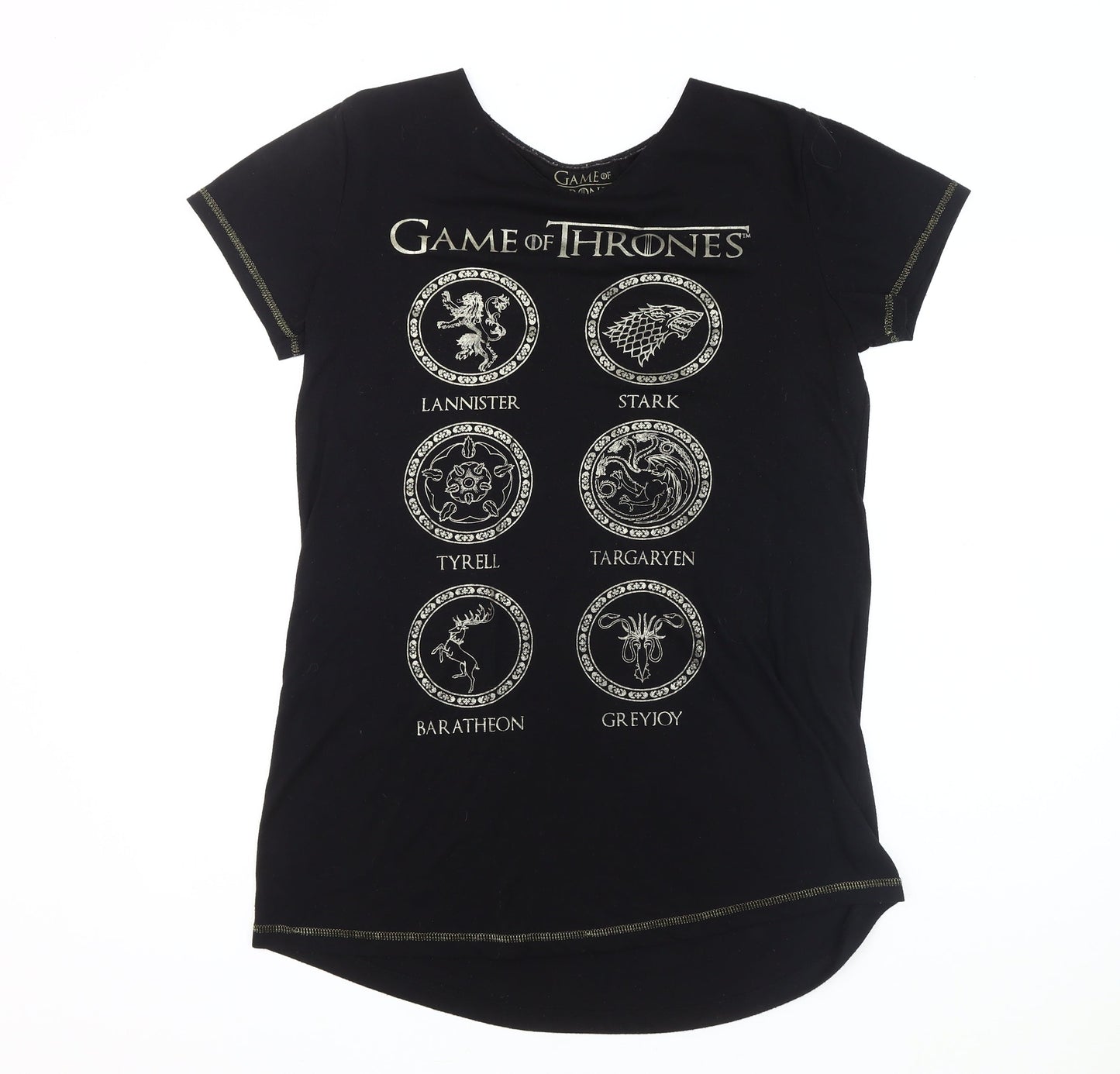 Womens UK Size M Game Of Thrones Black Basic T-Shirt