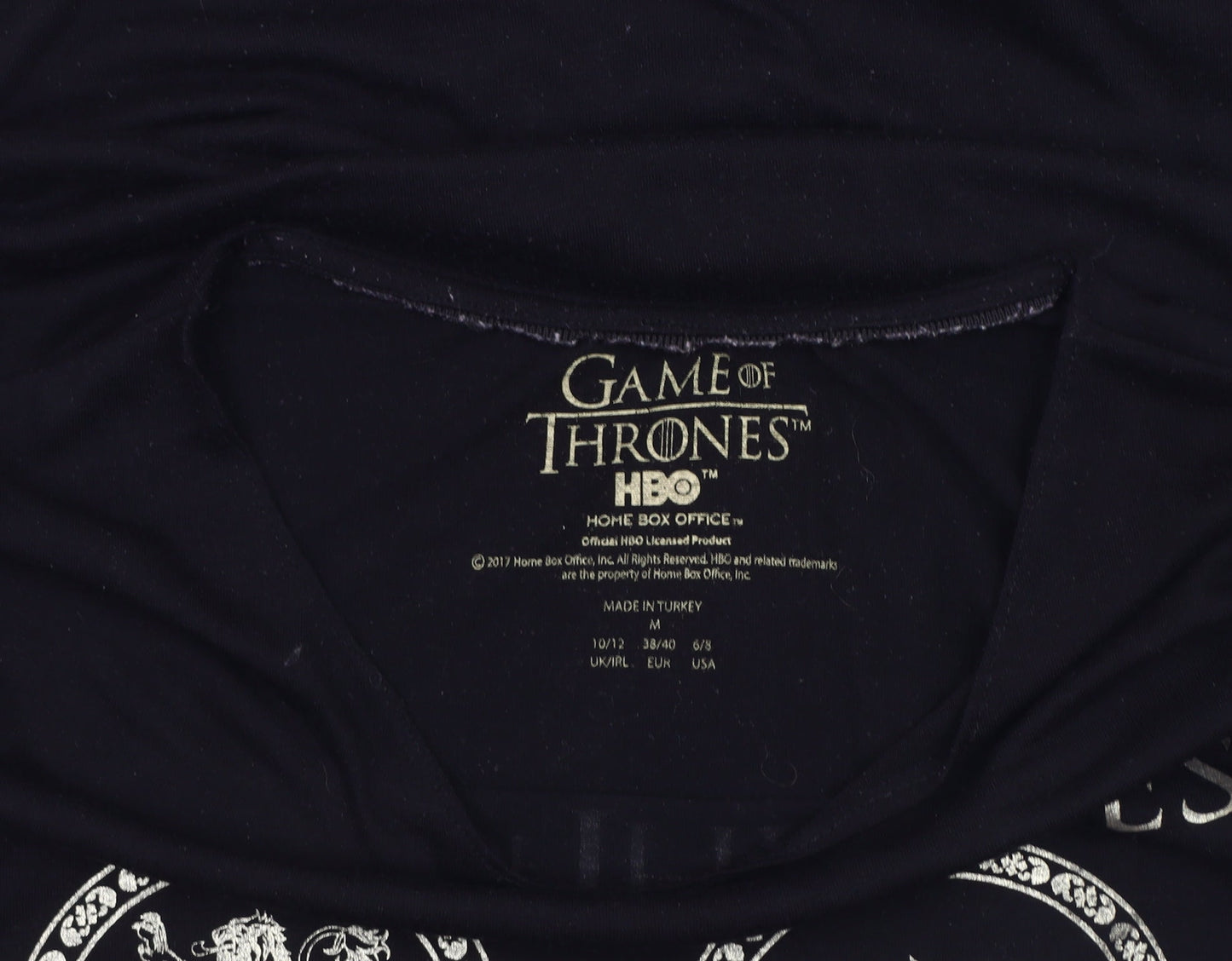 Womens UK Size M Game Of Thrones Black Basic T-Shirt