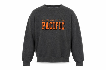 Front view of Champion unisex grey pacific sweatshirt, size S, university style