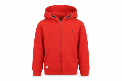 Front view of Original Penguin boys’ red hoodie jacket 12-13 years