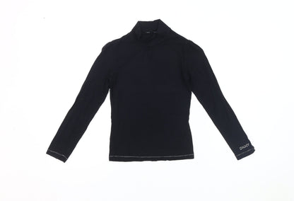 DKNY Girls Black Long Sleeve Top, Size 8, Mock Neck