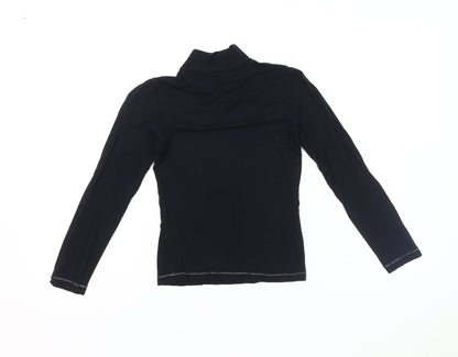 DKNY Girls Black Long Sleeve Top, Size 8, Mock Neck