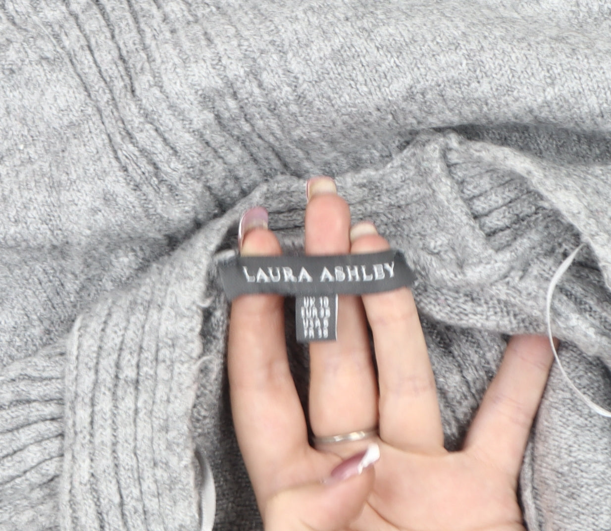 Womens UK Size M Laura Ashley Grey Cardigan Jumper