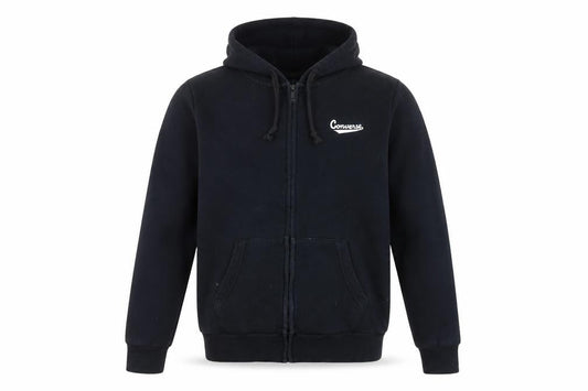 Front view of Converse unisex black m hooded jacket