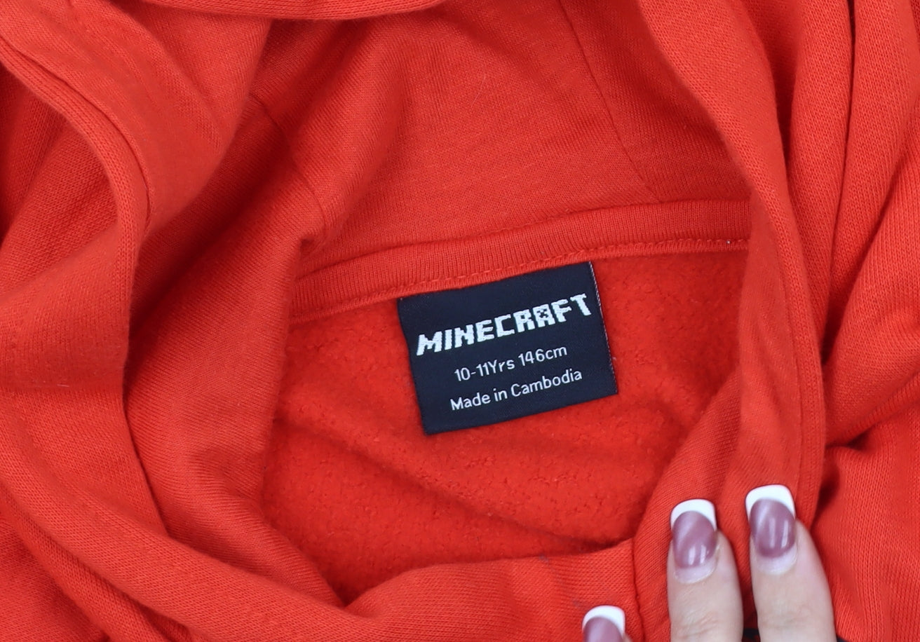 Minecraft Boys Red Hoodie 10-11 Yrs Graphic Adventure Mode
