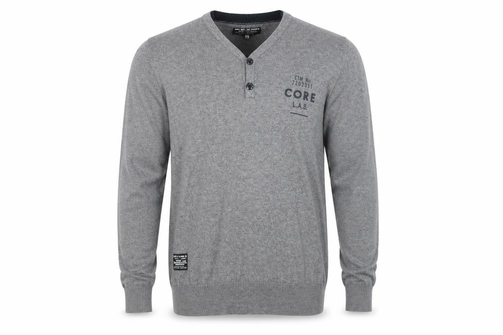 Mens UK Size S JACK & JONES Grey Henley Jumper
