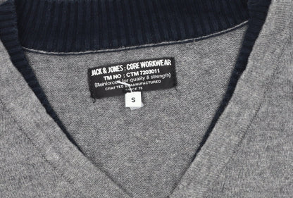 Jack & Jones Men's Grey Henley Jumper, Size S