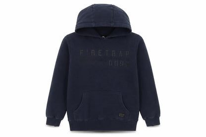 Front view of Firetrap boys’ blue pullover hoodie, 9-10 years, casual style