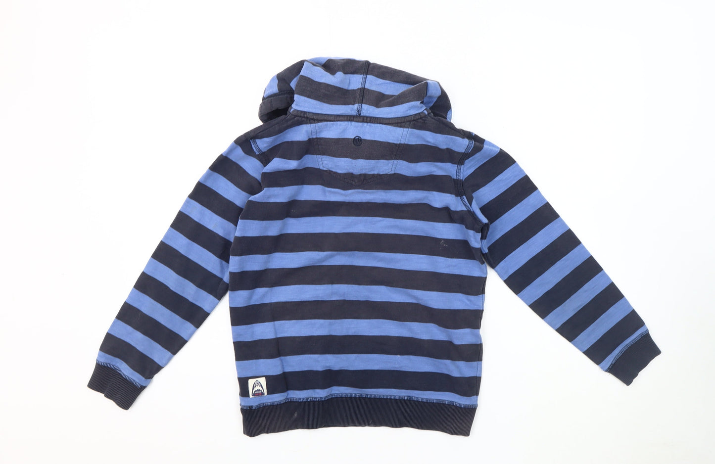 FatFace Boys Blue Striped Henley Hoodie 10-11 Years
