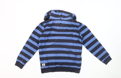 FatFace Boys Blue Striped Henley Hoodie 10-11 Years