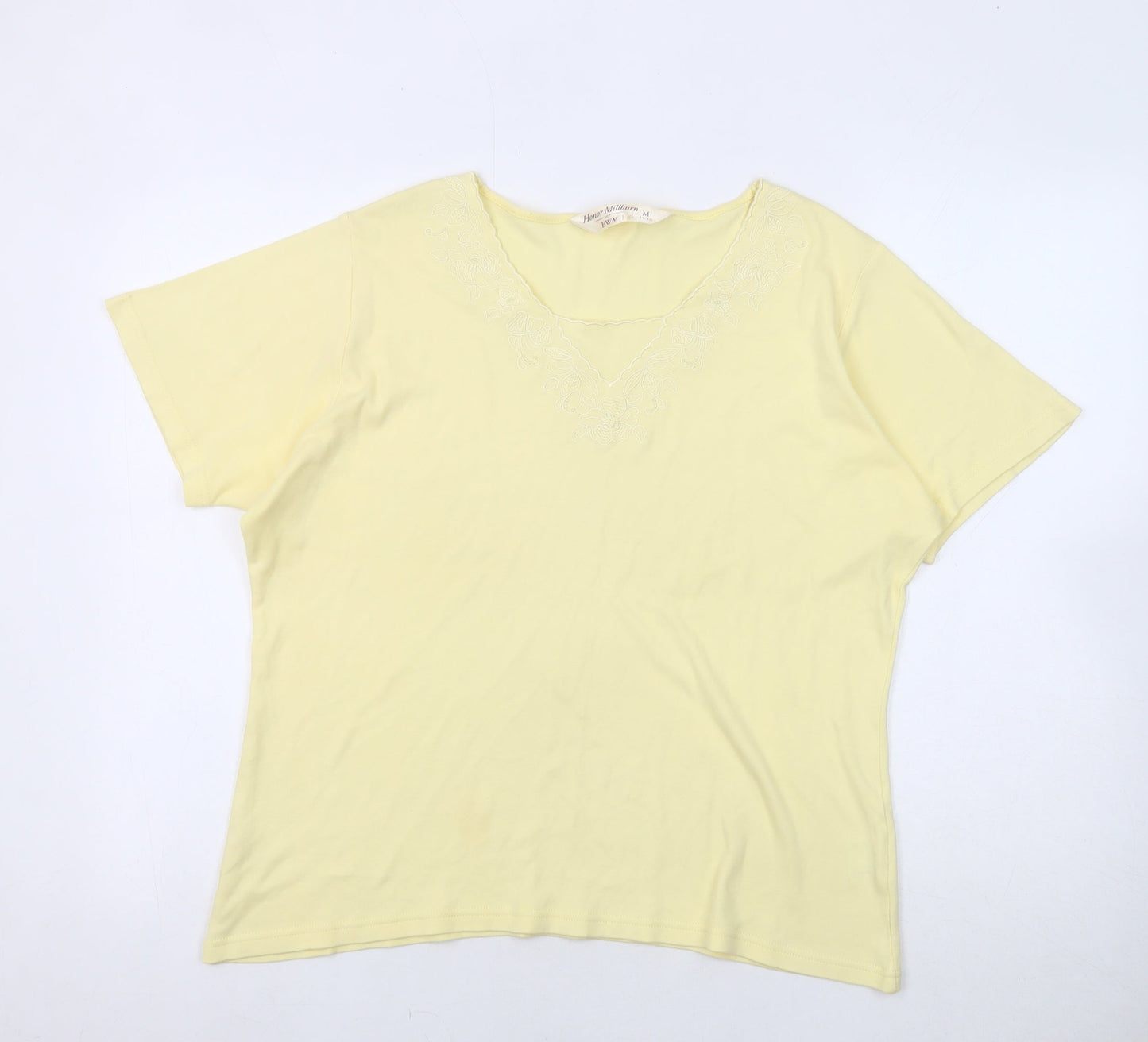 Womens UK Size 14 Honor Millburn Yellow Basic T-Shirt