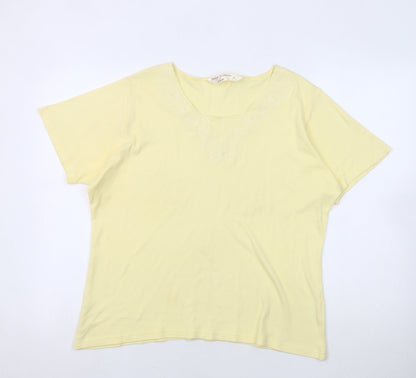 Womens UK Size 14 Honor Millburn Yellow Basic T-Shirt