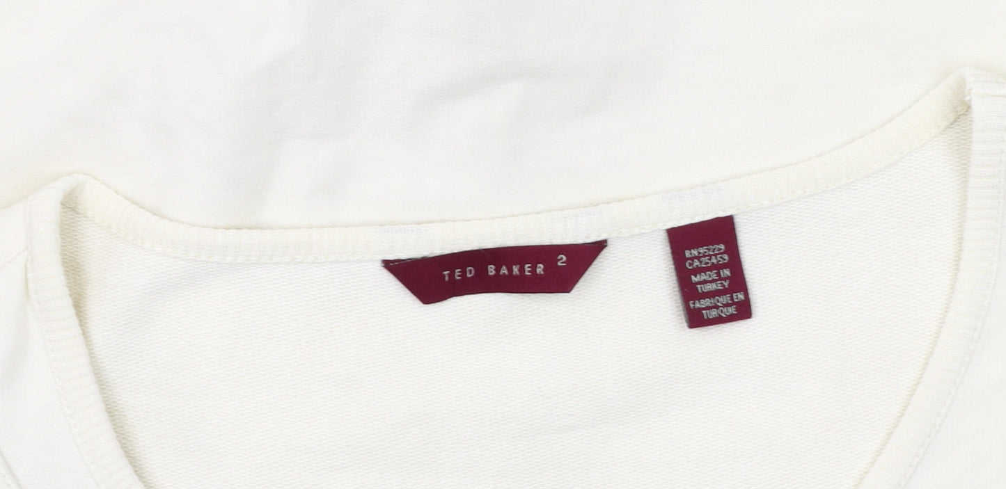 Womens UK Size 10 Ted Baker Ivory Basic Blouse
