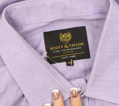 Scott & Taylor Men's Purple Button-Up Shirt, Size 18.5