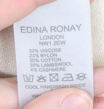 Edina Ronay Women's Ivory Beaded Knit Jumper Size M