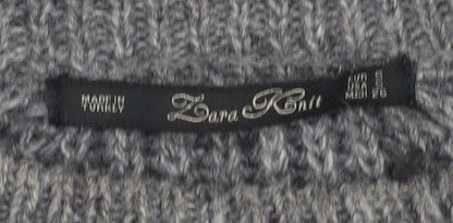 Womens UK Size S Zara Knit Grey Pullover Jumper