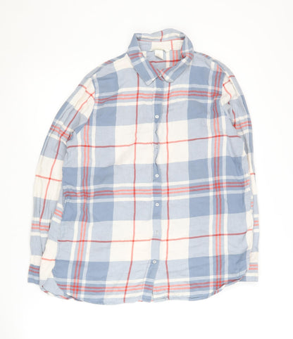 H&M Women's Multicoloured Plaid Button-Up Shirt