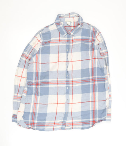 H&M Women's Multicoloured Plaid Button-Up Shirt