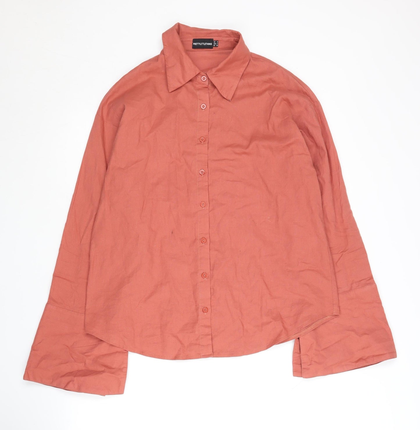 Womens UK Size 8 PRETTYLITTLETHING Red Basic Button-Up