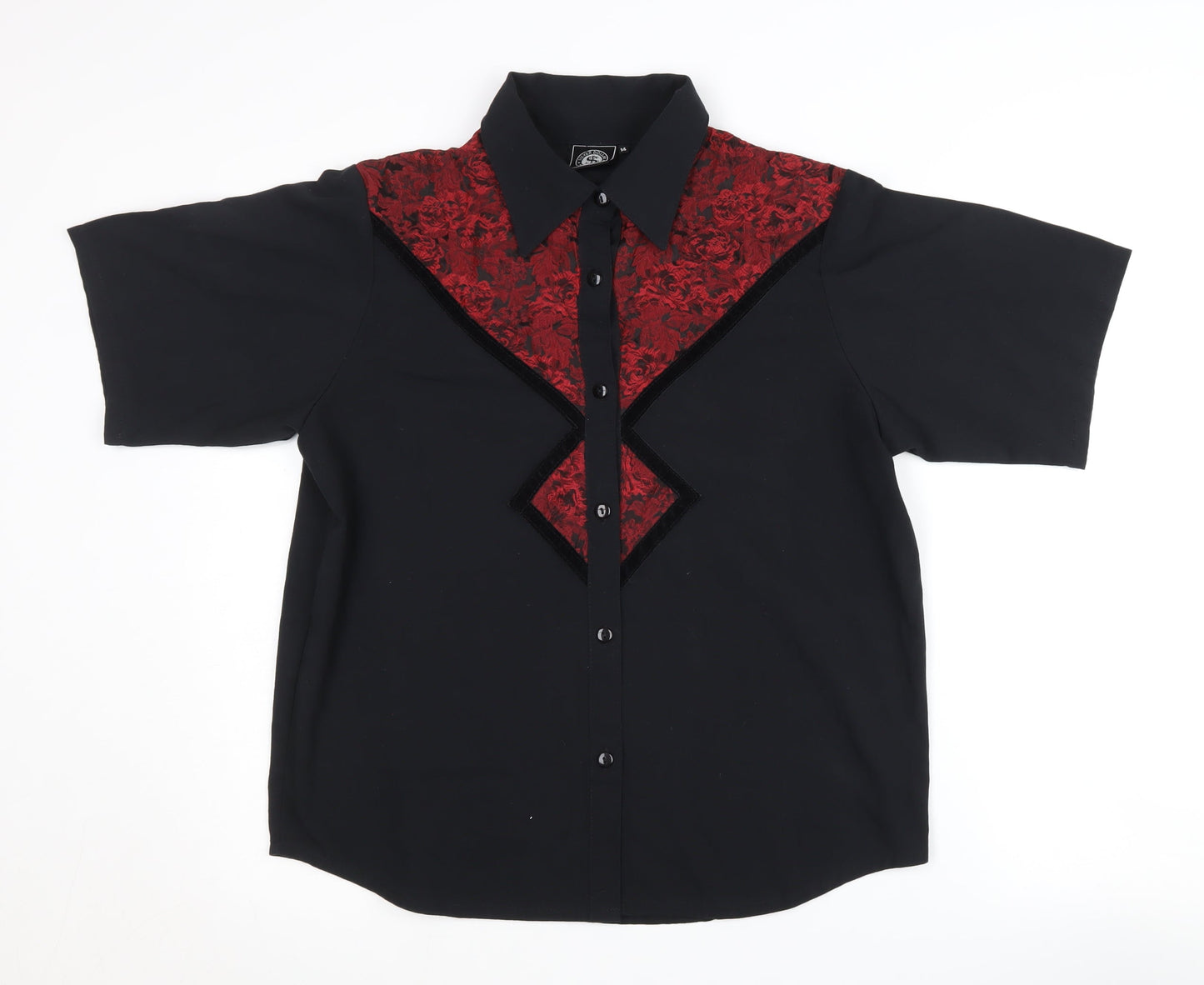 Silver Dollar Unisex Black Button-Up Shirt, Size 14