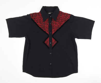 Silver Dollar Unisex Black Button-Up Shirt, Size 14
