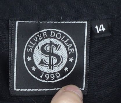 Silver Dollar Unisex Black Button-Up Shirt, Size 14
