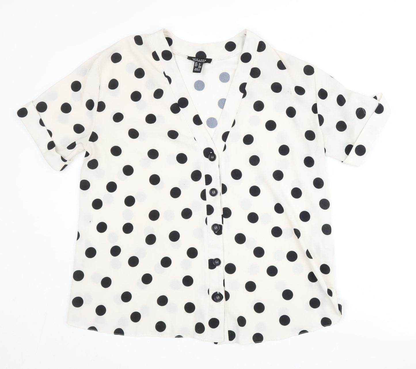 New Look Maternity Polka Dot Blouse, Size 8, Black, Casual