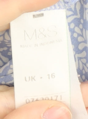 Womens UK Size 16 Marks and Spencer Blue Basic Button-Up