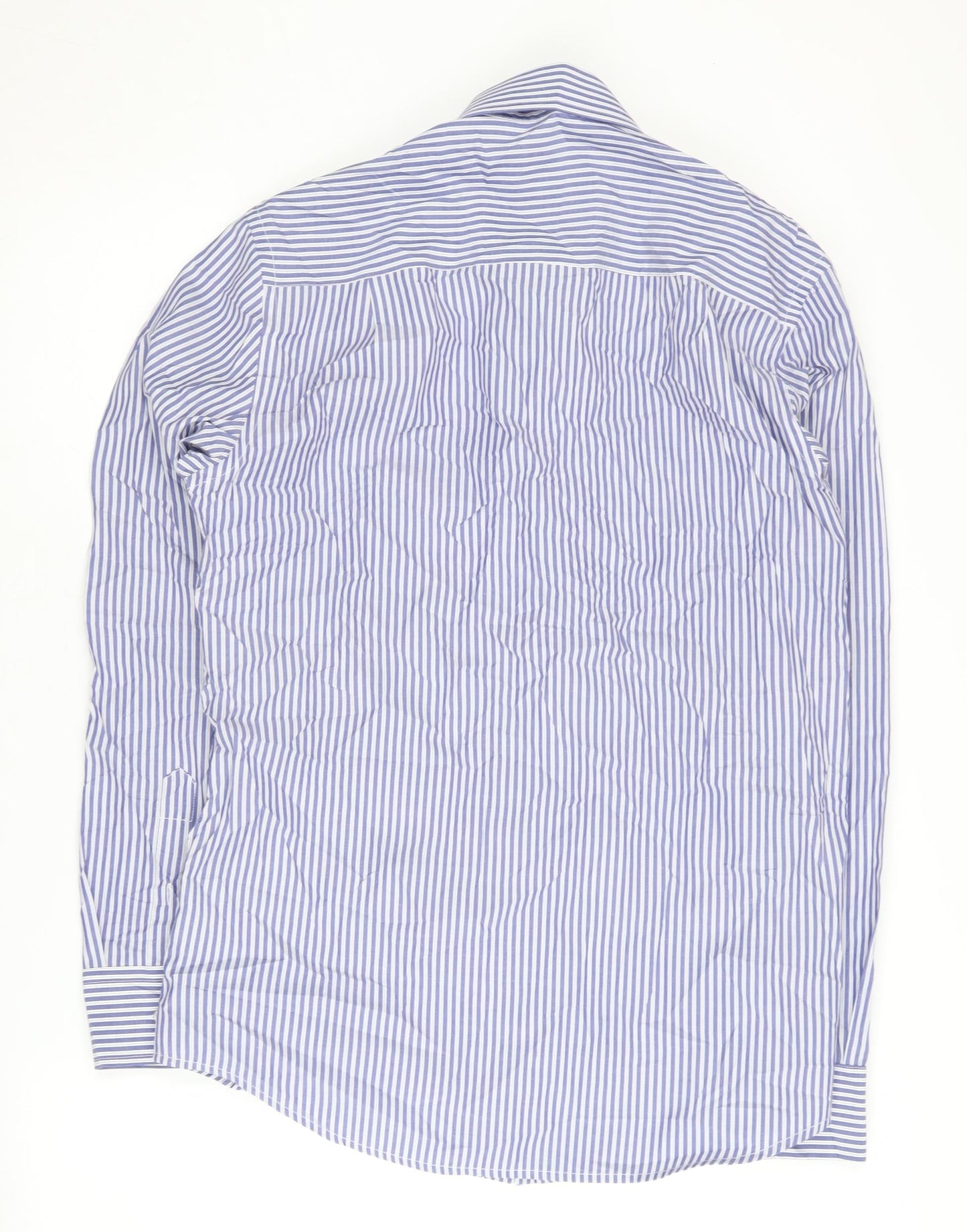 Next Men's Blue Striped Regular Fit Shirt 15.5 Long Sleeve