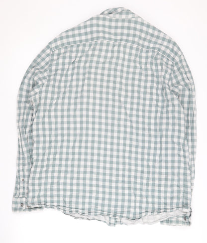Marks and Spencer Men's Green Check Shirt 2XL